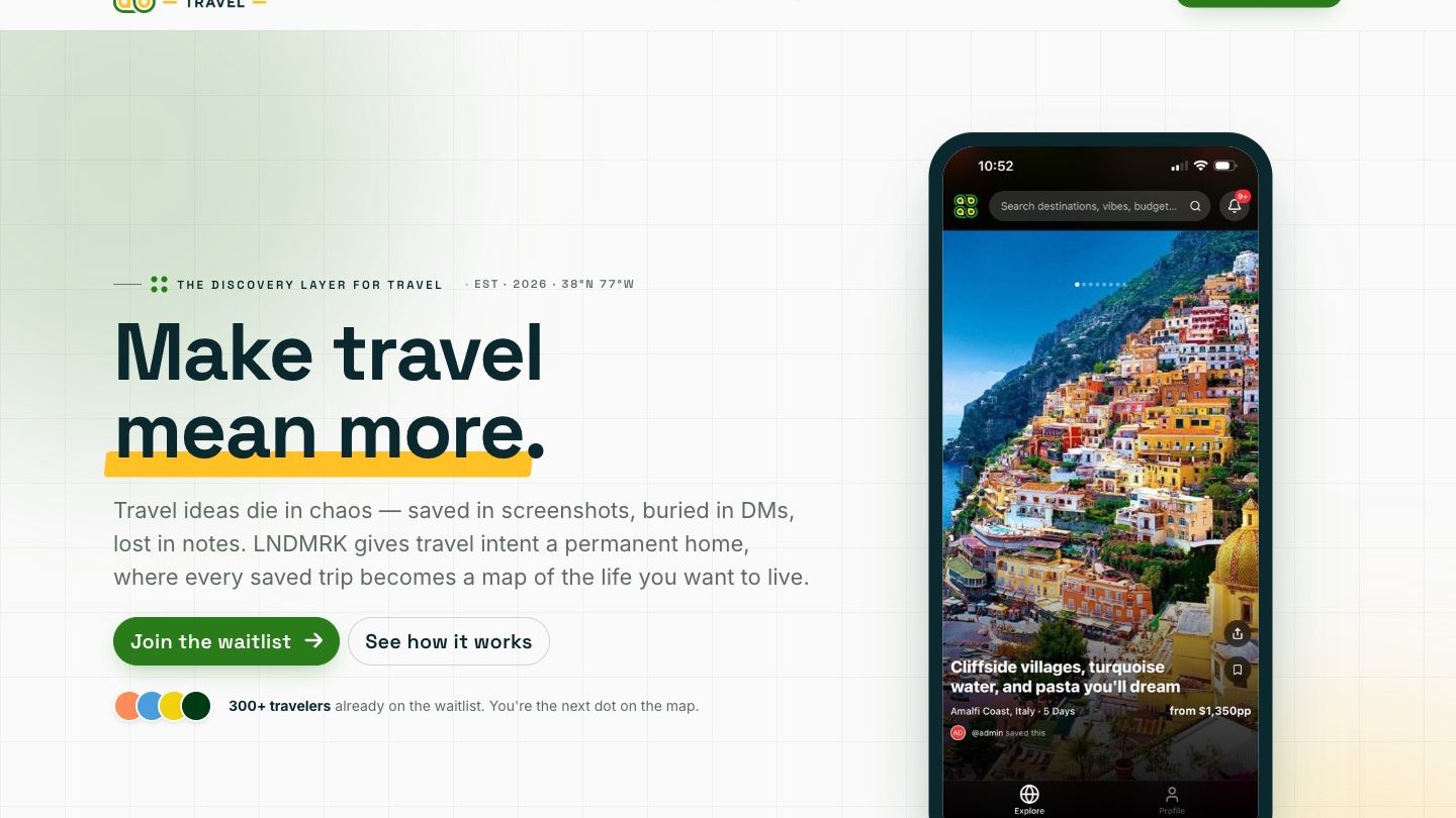 Landmark Travel website homepage